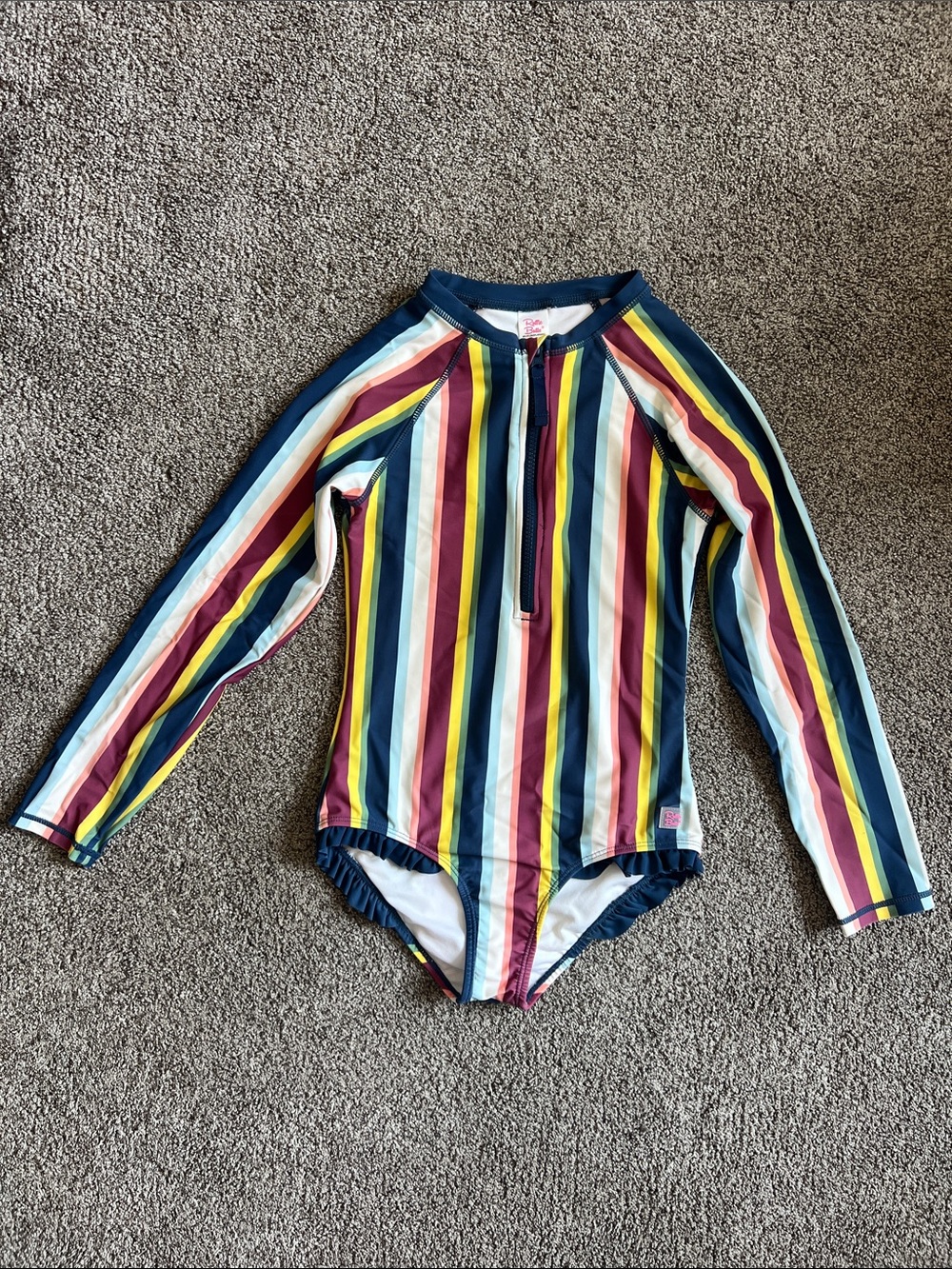 Ruffle Butts Multicolor Stripe Long-Sleeve One-Piece Swimsuit